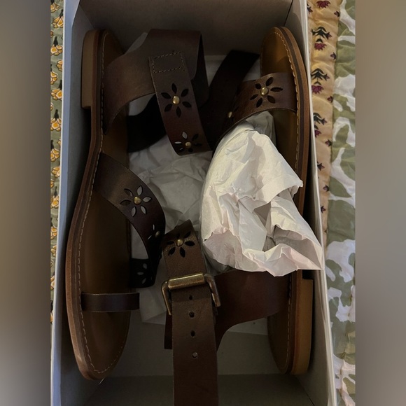 Sundance Walking On Sunshine Brown Leather Sandals, NIB - Picture 4 of 8